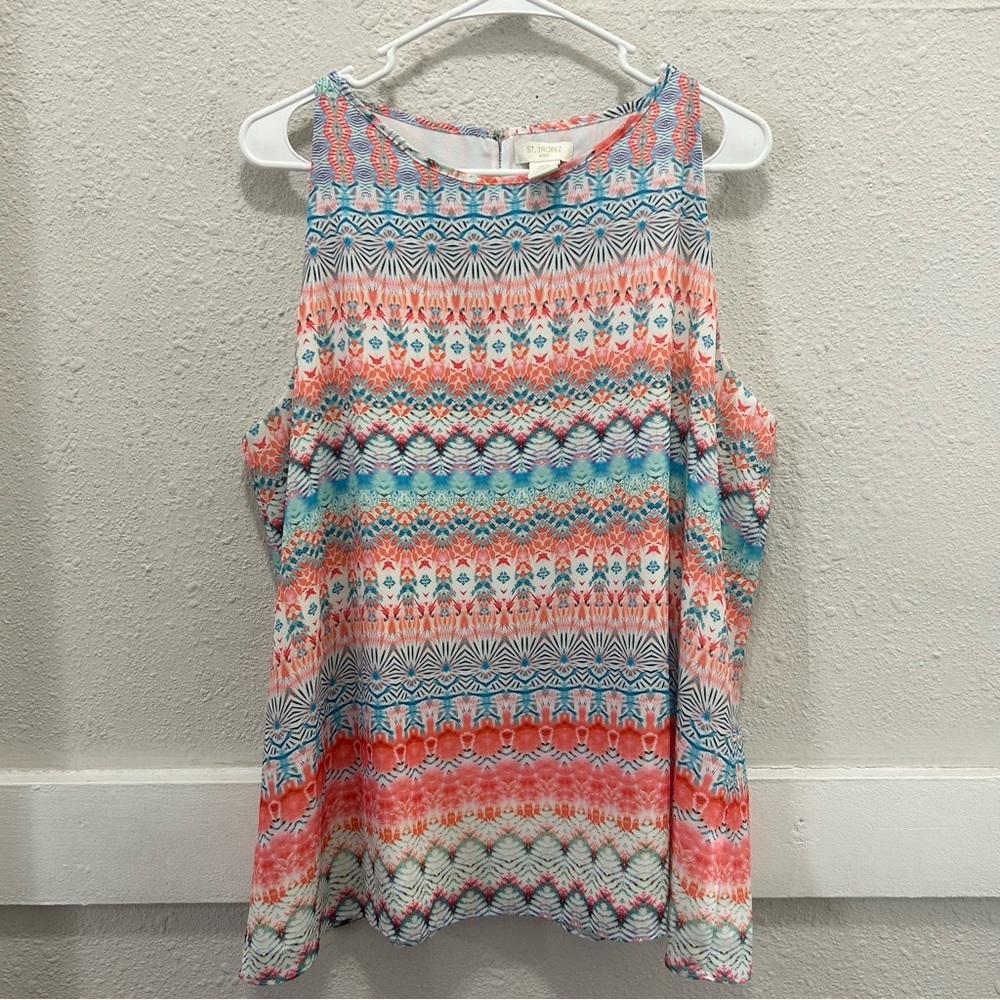 St. Tropez West Colorful Print Tank Top Size XL